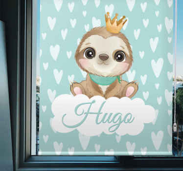 Sloth with crown and name blind children - TenStickers