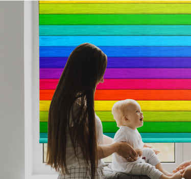 Rainbow wooden planks texture and pattern roller blind - TenStickers