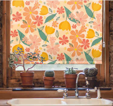 Estores enrollable flores motivo de diseño floral - TenVinilo