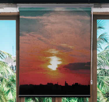 şehrin üzerinde gün batımı bulutlar stor perde - TenStickers