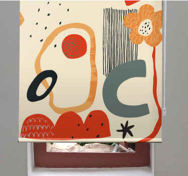 Tenda a rullo con disegni Astrazione collage rosso e arancione - TenStickers