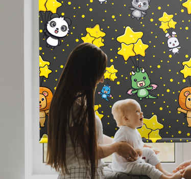 Søte dyr som flyr på ballonger rullegardin barn - Tenstickers