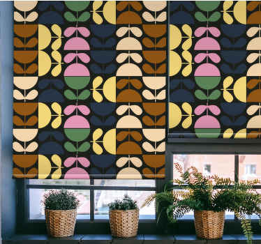 Fargede koppblomster rullegardin blomster - Tenstickers