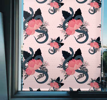 Cortina roller flores diseño floral y de serpiente - TenVinilo