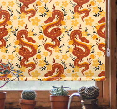 Rollo Fenster Tiere schlange mit blumen - TenStickers