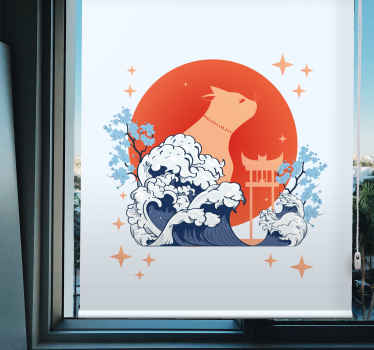 Store enrouleur animaux chat avec des vagues - TenStickers