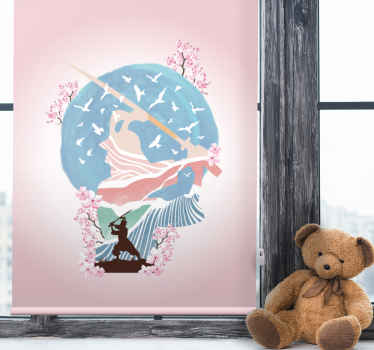 Tenda a rullo con stampa elegante silhouette di samurai - TenStickers