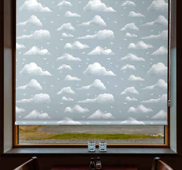 Grå 80 -talets designmoln vintage rullgardin - Tenstickers