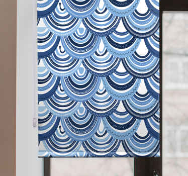 Blue wave patterns pattern roller blind - TenStickers