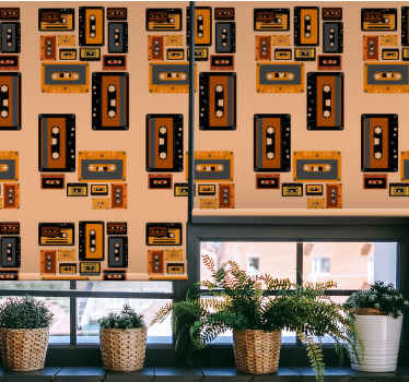 Store enrouleur vintage cassettes audio rétro - TenStickers