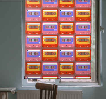 Kırmızı ve pembe 80'lerin kaset eski stor perde - TenStickers