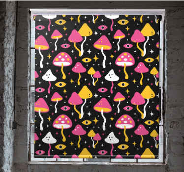 Levendig paddenstoelenthema rolgordijn grappig - TenStickers