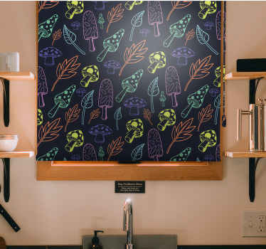 Fargerikt soppmønster rullegardin kjøkken - Tenstickers