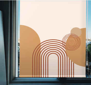 Gebogen lijn beige design moderne raambekleding - TenStickers