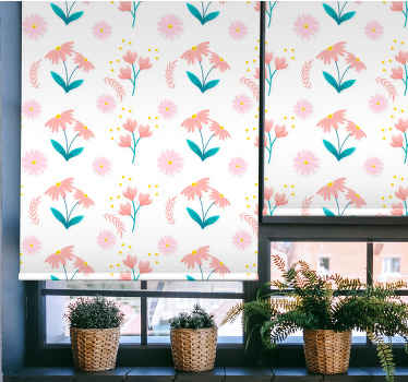 Cortina roller flores patrón de equinácea rosa - TenVinilo