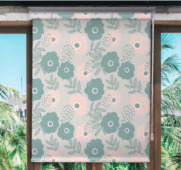 Pink and blue aquarella Flowers and plant blind - TenStickers