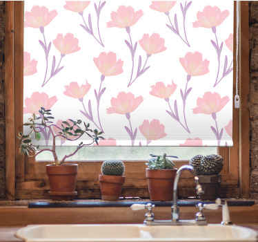 Cortina roller floral tema de floración suave - TenVinilo
