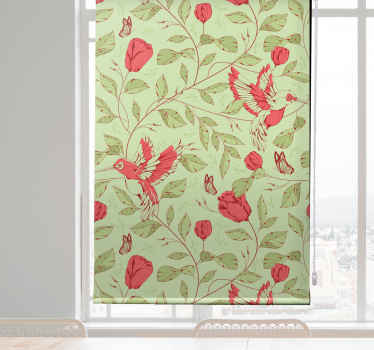 Hummingbirds and blooms flowers and plants roller blind - TenStickers