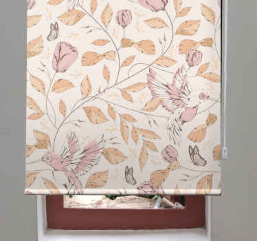 Rollo mit Blumen und Pflanzen Tulpenmuster beige Farben - TenStickers