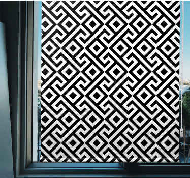 Geometrinen mustavalkoinen kuvioitu rullaverho - Tenstickers