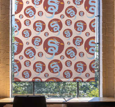 Ljusblå drake olika djur rullgardin - Tenstickers