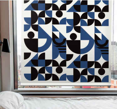 Blue black puzzle urban design Corridor blind - TenStickers