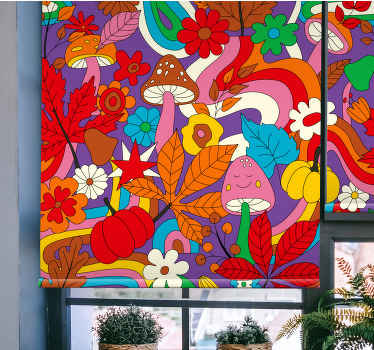 Flower power retro More vintage roller blind - TenStickers
