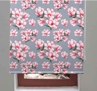 Gri ve pembe çiçek Stor perde - TenStickers