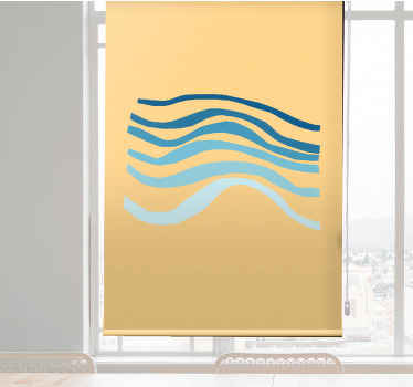 Tenda a rullo con stampa linee blu ondulate - TenStickers