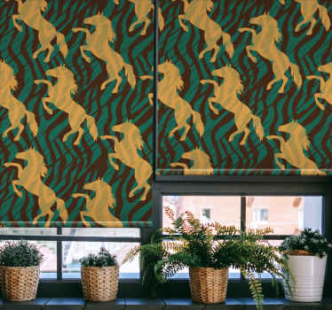 Store enrouleur animaux chevaux dorés au galop - TenStickers
