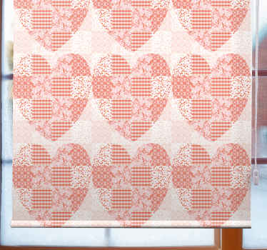 Estor vintage Diseño de corazón rojo y blanco de patchwork - TenVinilo