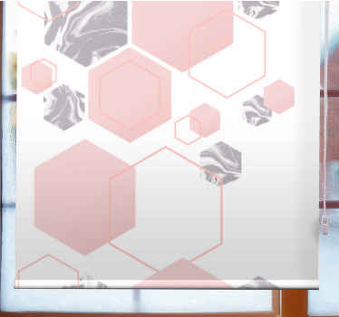Estor enrollable moderno motivo hexagonal rosa - TenVinilo