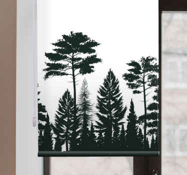 Toile fenêtre arbre scène de forêt en silhouette - TenStickers