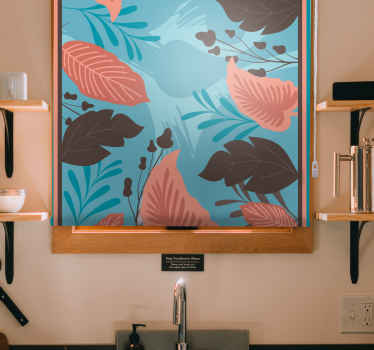 Cortina roller flores arreglo floral con hojas - TenVinilo