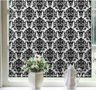 Rollo Fenster Klassisch schwarz-weißes blumenmuster - TenStickers