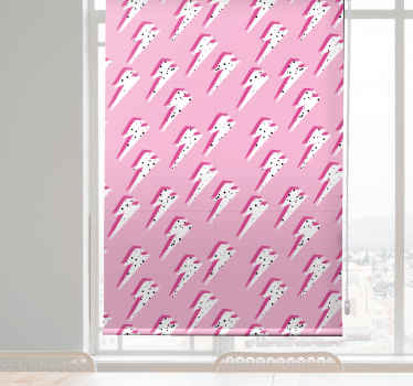 Estor enrollable juvenil rayos blancos sobre fondo rosa - TenVinilo