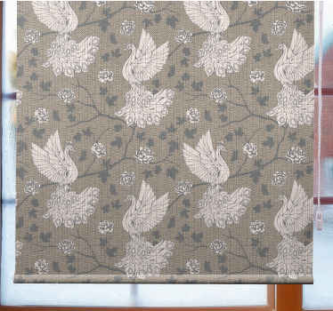 Estor enrollable elegante diseño de cisnes beige - TenVinilo