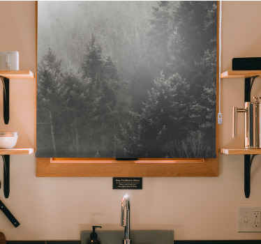 Estores de rolo de árvores silhueta de floresta cinza - TenStickers