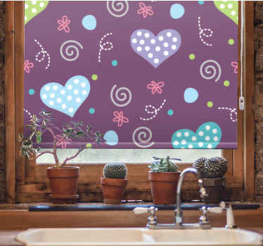 Estor moderno Patrón-decoración corazones y líneas - TenVinilo