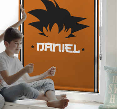 Estor habitación infantil superhéroes Goku con nombre - TenVinilo