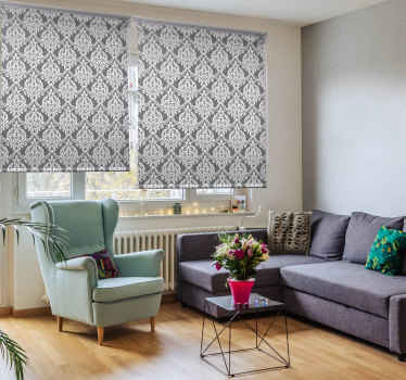 Grey damask pattern vintage roller blind - TenStickers
