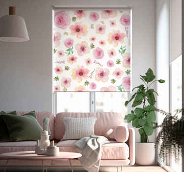 Store enrouleur salon motif de fleurs roses - TenStickers