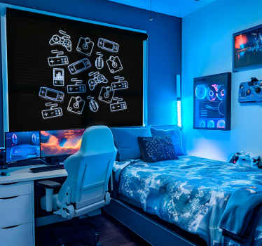 Blue controls geek roller blind - TenStickers