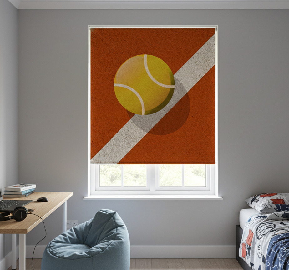 Rolgordijn tienerkamer tennis
