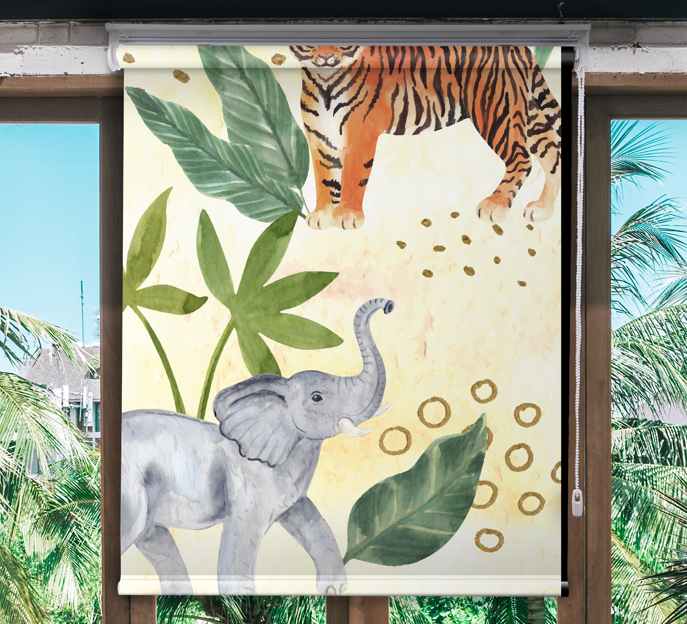 Tenstickers Dieren rolgordijnen Aquarel safari dieren