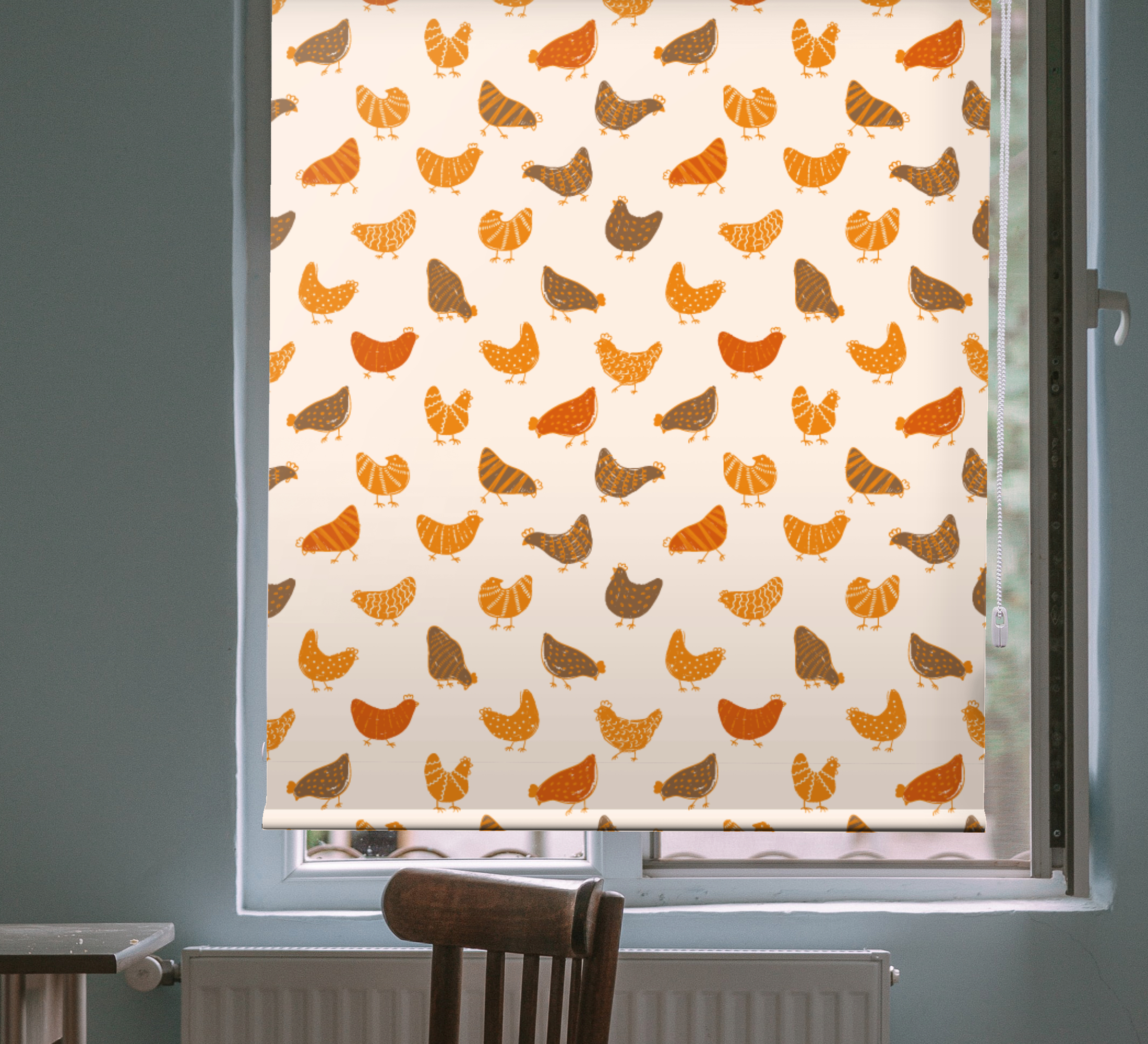 Tenstickers Dieren rolgordijnen Oranje en bruin vogelpatroon