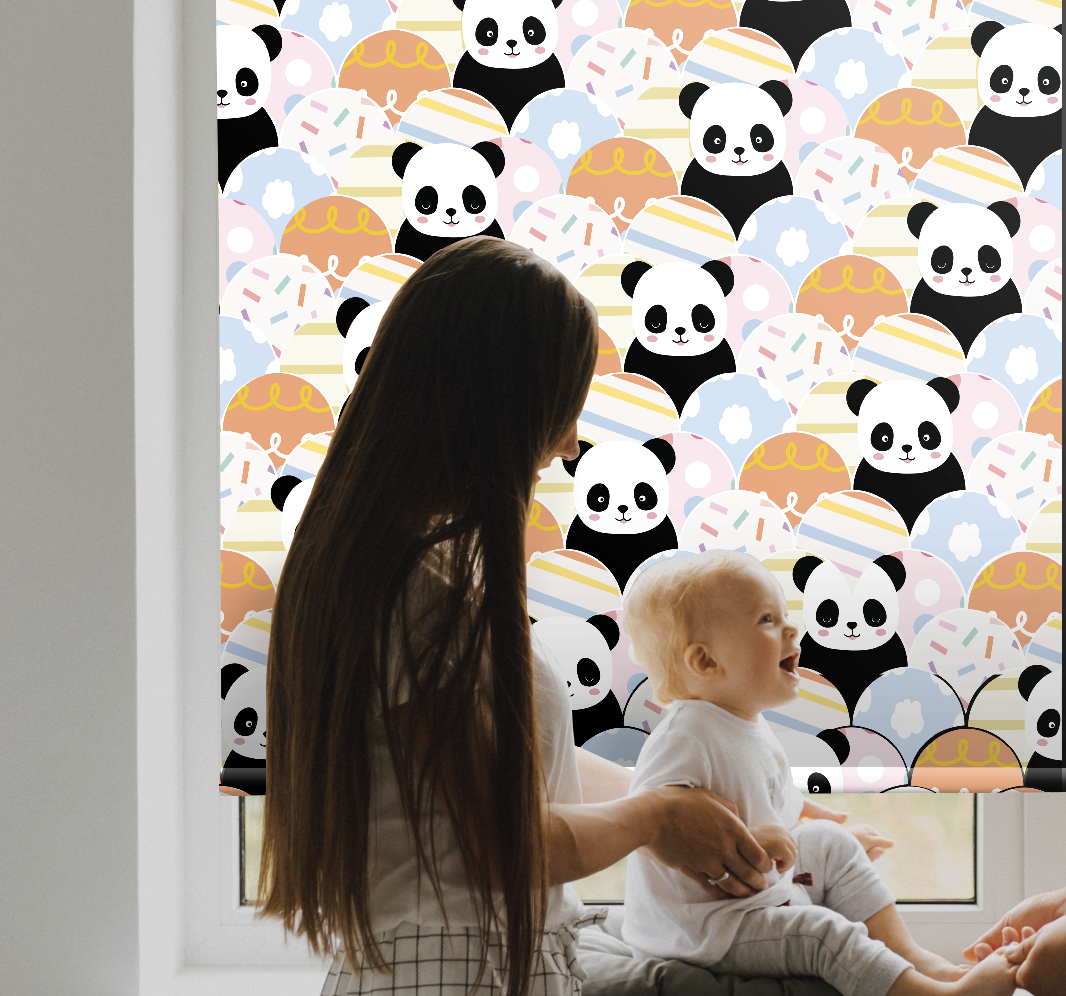 Tenstickers Dieren rolgordijnen Patchwork dieren panda ontwerp