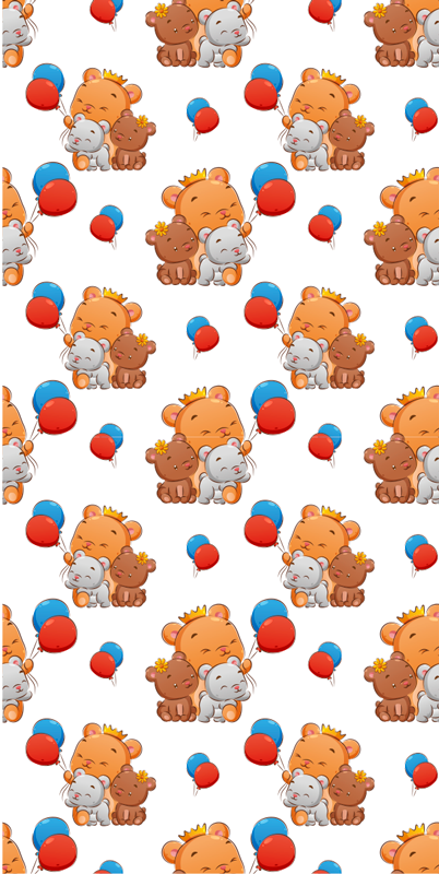 幼儿园的卷簾 友好的熊图案 - TenStickers