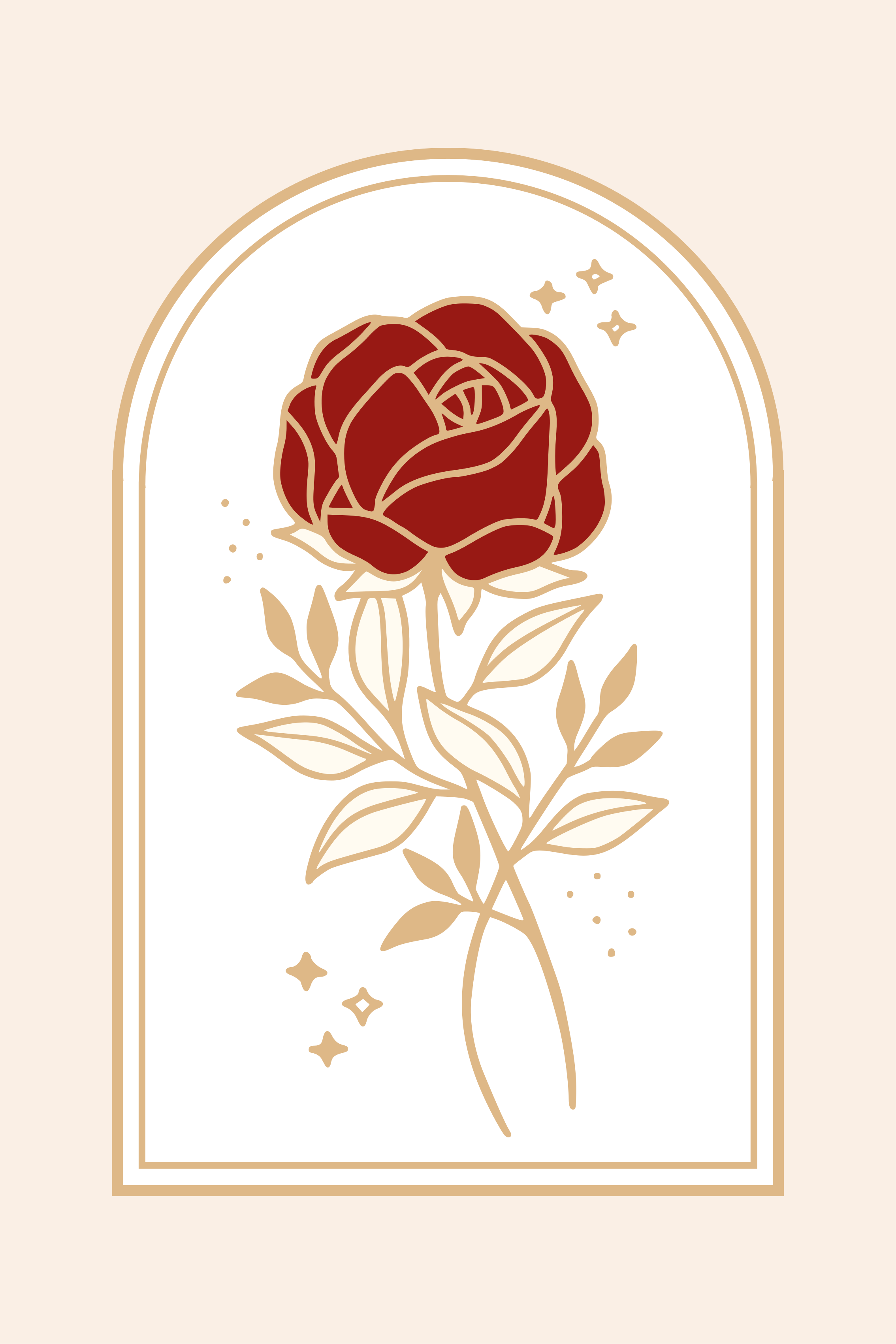 Rollo Fenster Elegant beige gewölbte rose - TenStickers