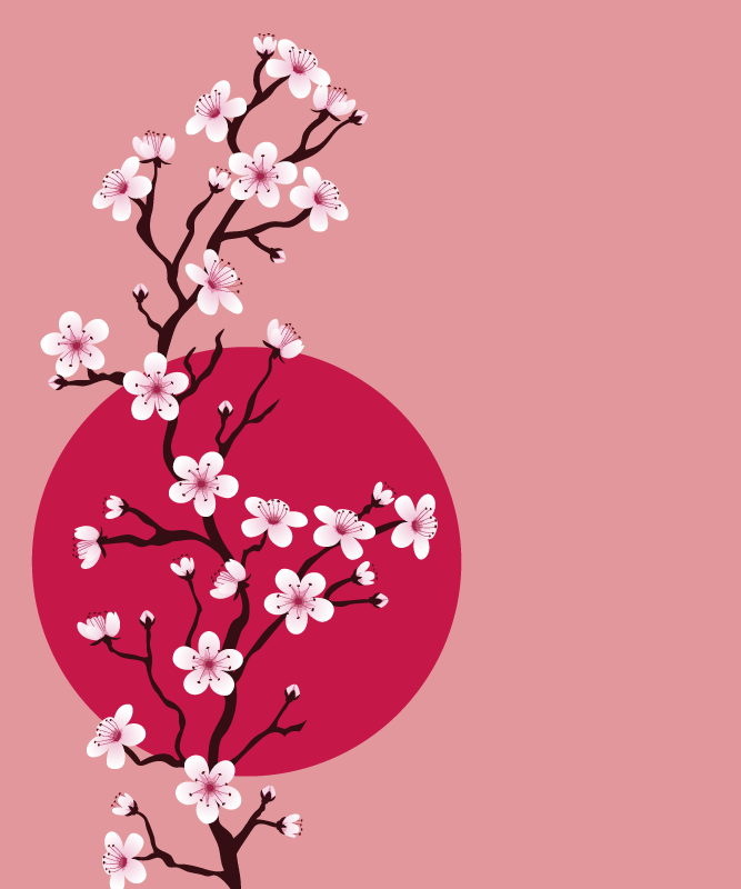 Branch with cherry blossoms Flower roller blind - TenStickers
